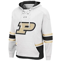 Men's Colosseum White Purdue Boilermakers Lace Up 3.0 Pullover Hoodie