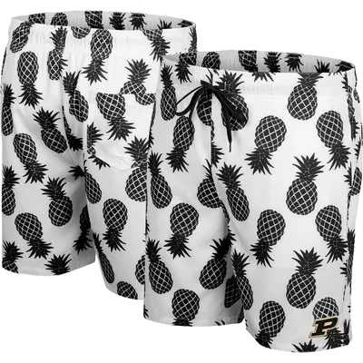 Purdue Boilermakers Colosseum Pineapples Swim Shorts - White