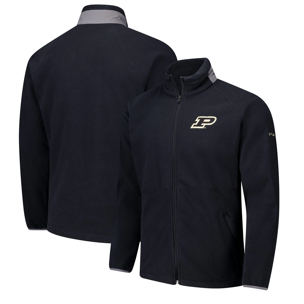 Veste polaire à glissière complète Columbia Purdue Boilermakers Flanker IV pour homme, modèle Raglan, noire