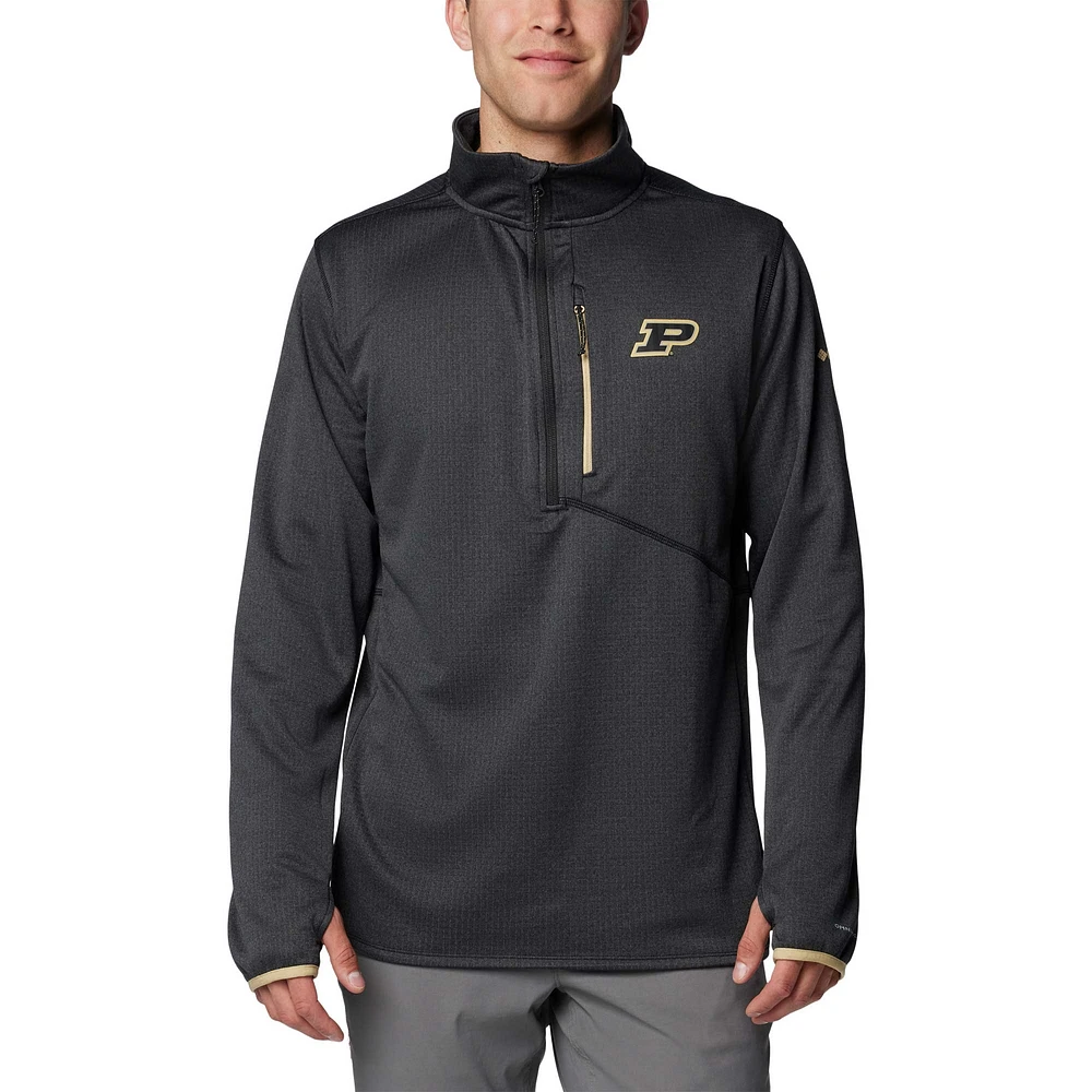 Men's Columbia Black Purdue Boilermakers Park View Grid Fleece Omni-Wick Half-Zip Jacket