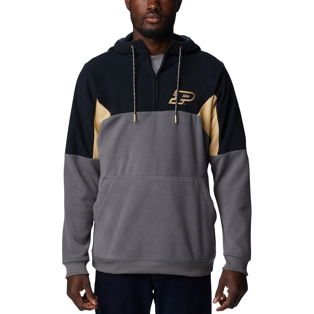 Chandail à capuchon quart de zip Columbia Charcoal Purdue Boilermakers Lodge pour hommes