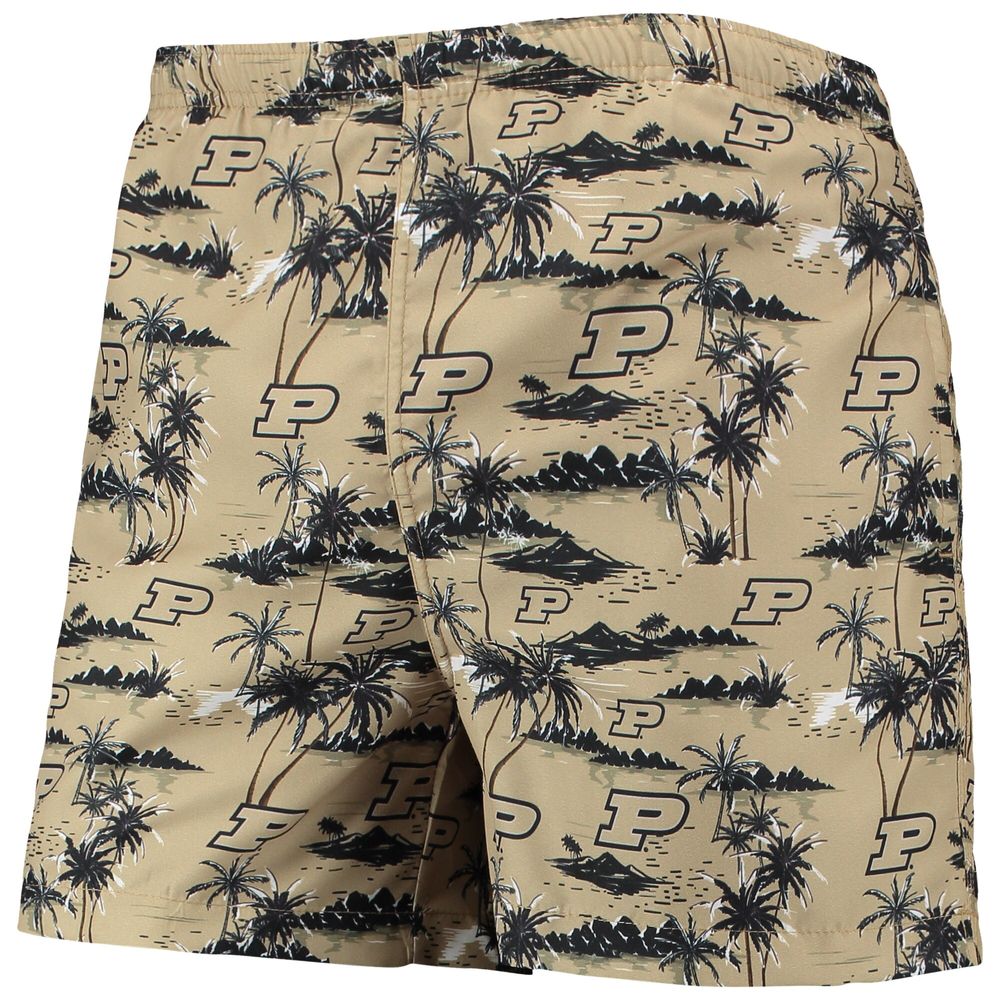 Men's FOCO Gold Purdue Boilermakers Island Palm Swim Trunks