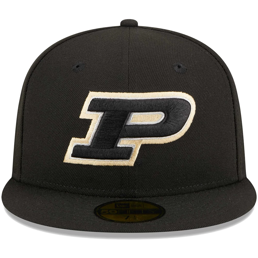 Casquette ajustée 59FIFTY Purdue Boilermakers noire New Era pour homme