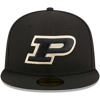 Casquette ajustée 59FIFTY Purdue Boilermakers noire New Era pour homme