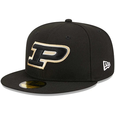 Casquette ajustée 59FIFTY Purdue Boilermakers noire New Era pour homme