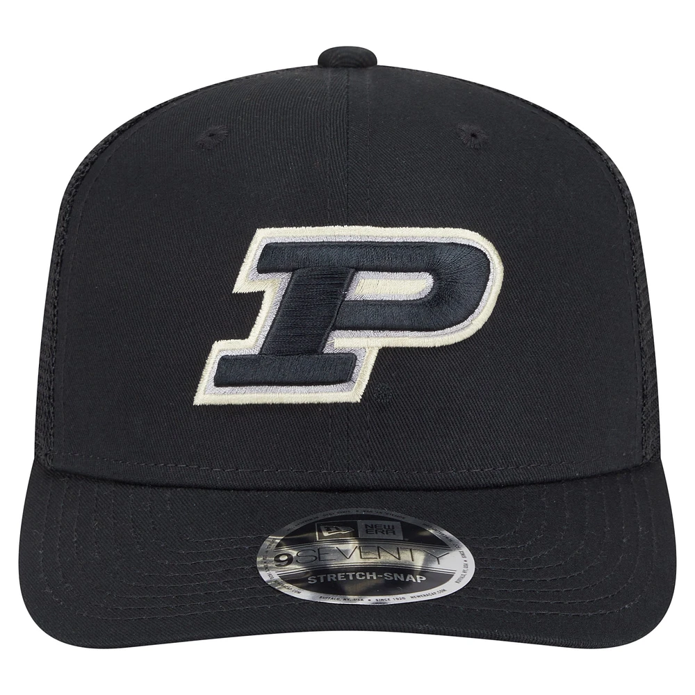 Men's New Era Black Purdue Boilermakers Primary 9SEVENTY Trucker Stretch-Snap Hat