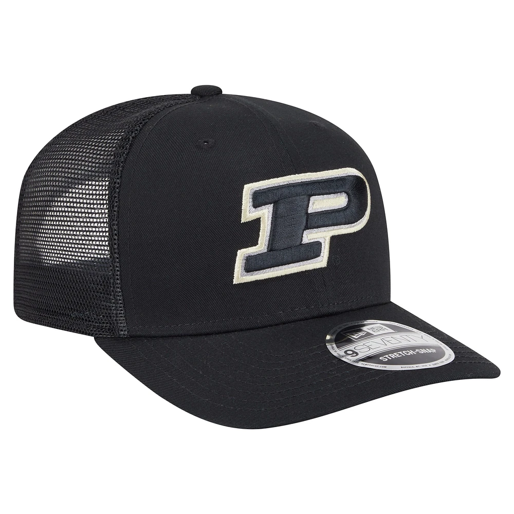 Men's New Era Black Purdue Boilermakers Primary 9SEVENTY Trucker Stretch-Snap Hat