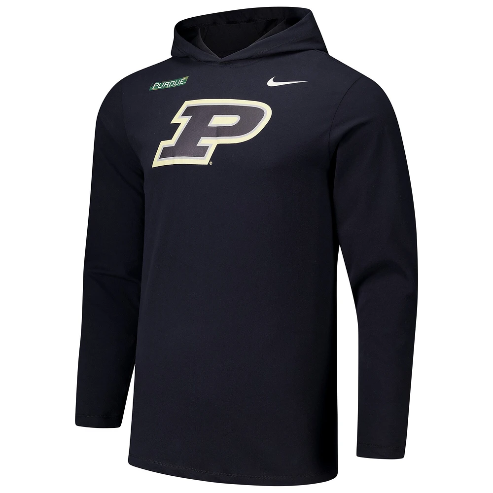 T-shirt à capuche manches longues Nike Purdue Boilermakers 2024 Military Appreciation Performance pour homme