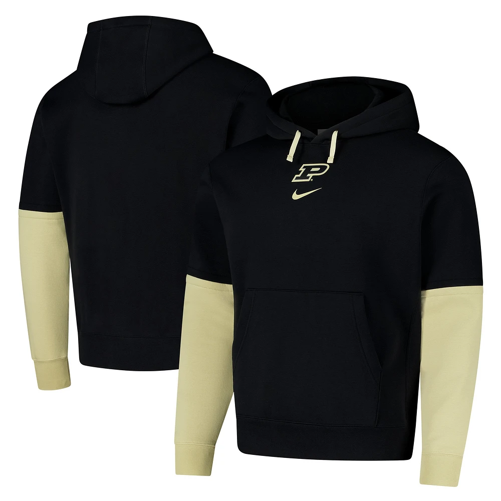 Sweat à capuche en polaire Nike Purdue Boilermakers 2024 Sideline Club pour homme noir