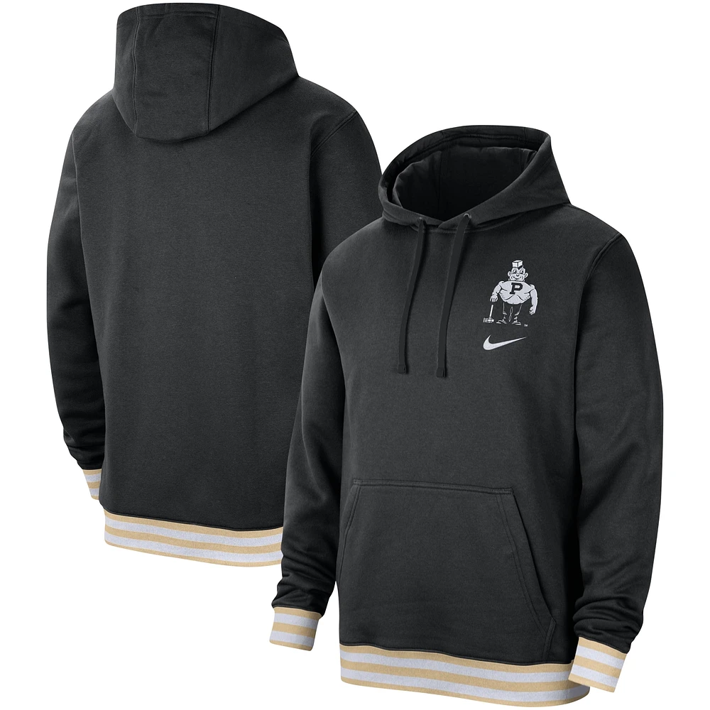 Men's Nike  Black Purdue Boilermakers Campus Retro Fleece Pullover Hoodie