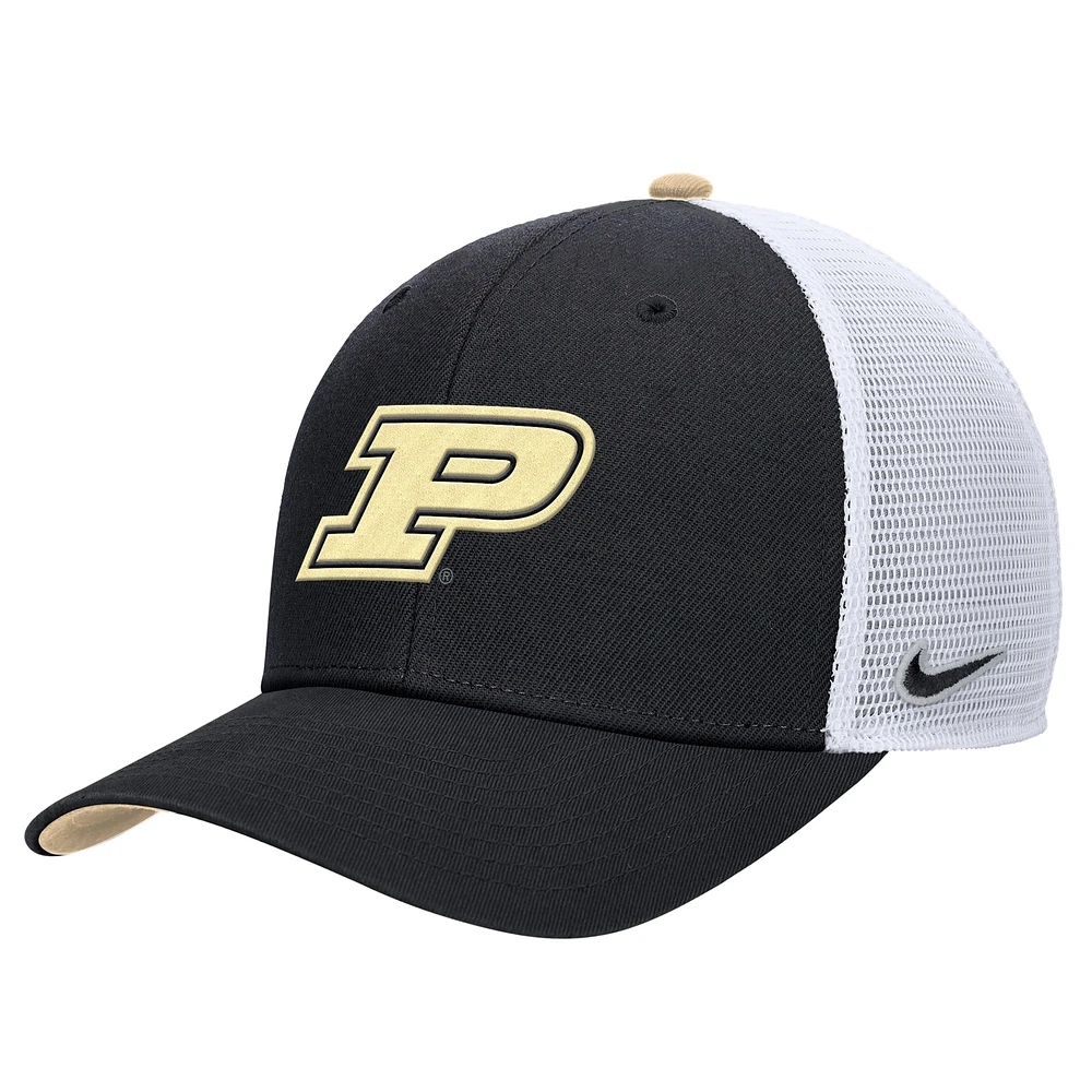 Men's Nike  Black Purdue Boilermakers Rise Adjustable Trucker Hat