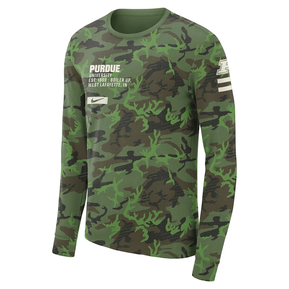 Men's Nike Camo Purdue Boilermakers Military Long Sleeve T-Shirt