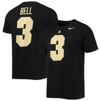 T-shirt Nike David Bell noir Purdue Boilermakers 2022 NFL Draft avec nom et numéro pour homme