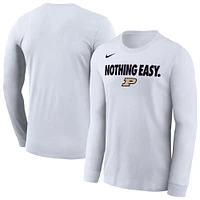 T-shirt à manches longues Nike Purdue Boilermakers 2025 On-Court Bench pour homme Blanc