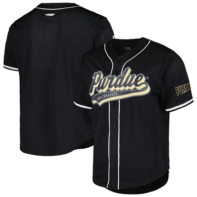 Men's Pro Standard Black Purdue Boilermakers Mesh Full-Button Replica Baseball Jersey