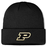 Bonnet en tricot noir à revers avec logo Purdue Boilermakers Top of the World pour homme