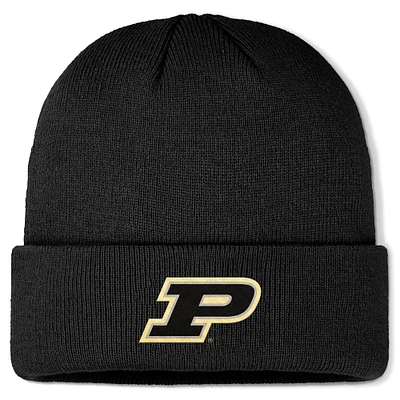 Bonnet en tricot noir à revers avec logo Purdue Boilermakers Top of the World pour homme