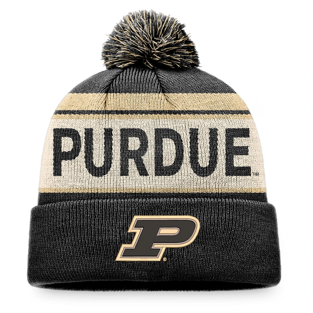 Bonnet en tricot à revers avec pompon Purdue Boilermakers Prime Top of the World pour homme