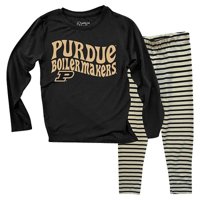Ensemble haut à manches longues et leggings rayés tri-blend pour tout-petits Wes & Willy Purdue Boilermakers