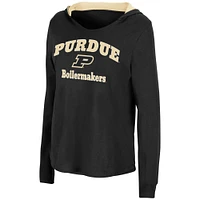 T-shirt à manches longues Colosseum pour femme noir Purdue Boilermakers Catalina Hoodie