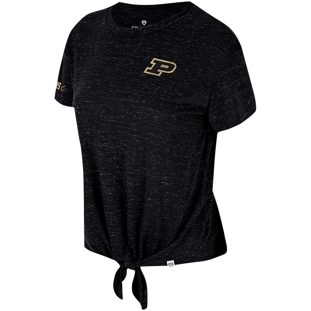 T-shirt noué sur le devant pour femmes Colosseum Black Purdue Boilermakers Finalists