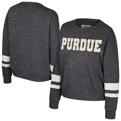 Women's Colosseum Black Purdue Boilermakers Lost City Speckle Pullover Sweatshirt