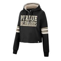 Women's Colosseum Black Purdue Boilermakers Retro Cropped Pullover Hoodie