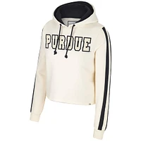 Women's Colosseum Cream Purdue Boilermakers Perfect Date Cropped Pullover Hoodie