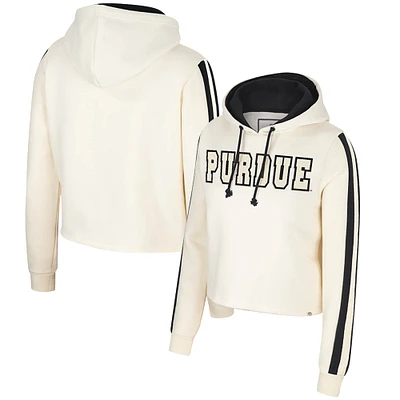 Women's Colosseum Cream Purdue Boilermakers Perfect Date Cropped Pullover Hoodie