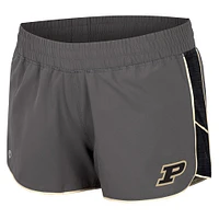 Women's Colosseum Gray Purdue Boilermakers Pull The Switch Running Shorts