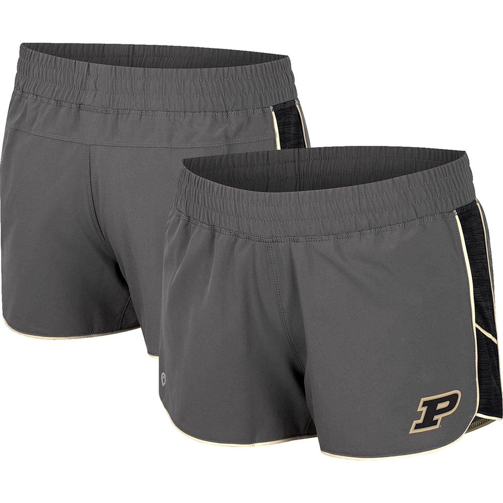 Short de course Colosseum gris Purdue Boilermakers Pull The Switch pour femme