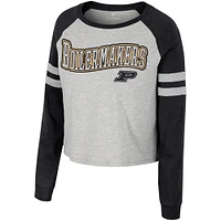 Colosseum Heather Grey Purdue Boilermakers I'm Gliding Here T-shirt court à manches longues raglan pour femmes