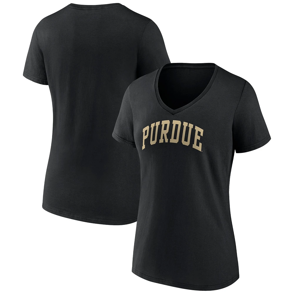 T-shirt noir à col en V Fanatics Purdue Boilermakers Basic Arch pour femmes