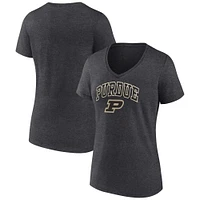 T-shirt col en V pour femme Fanatics Heather Charcoal Purdue Boilermakers Campus