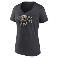 T-shirt col en V pour femme Fanatics Heather Charcoal Purdue Boilermakers Campus