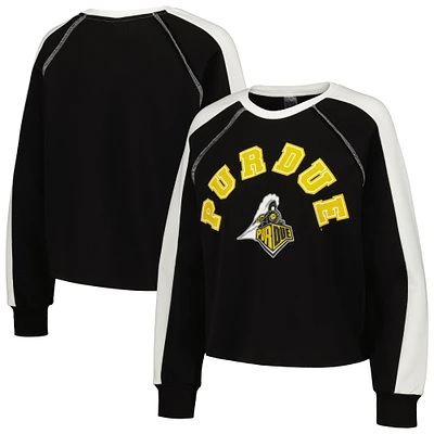 Sweat-shirt court raglan noir Purdue Boilermakers pour femme Gameday Couture