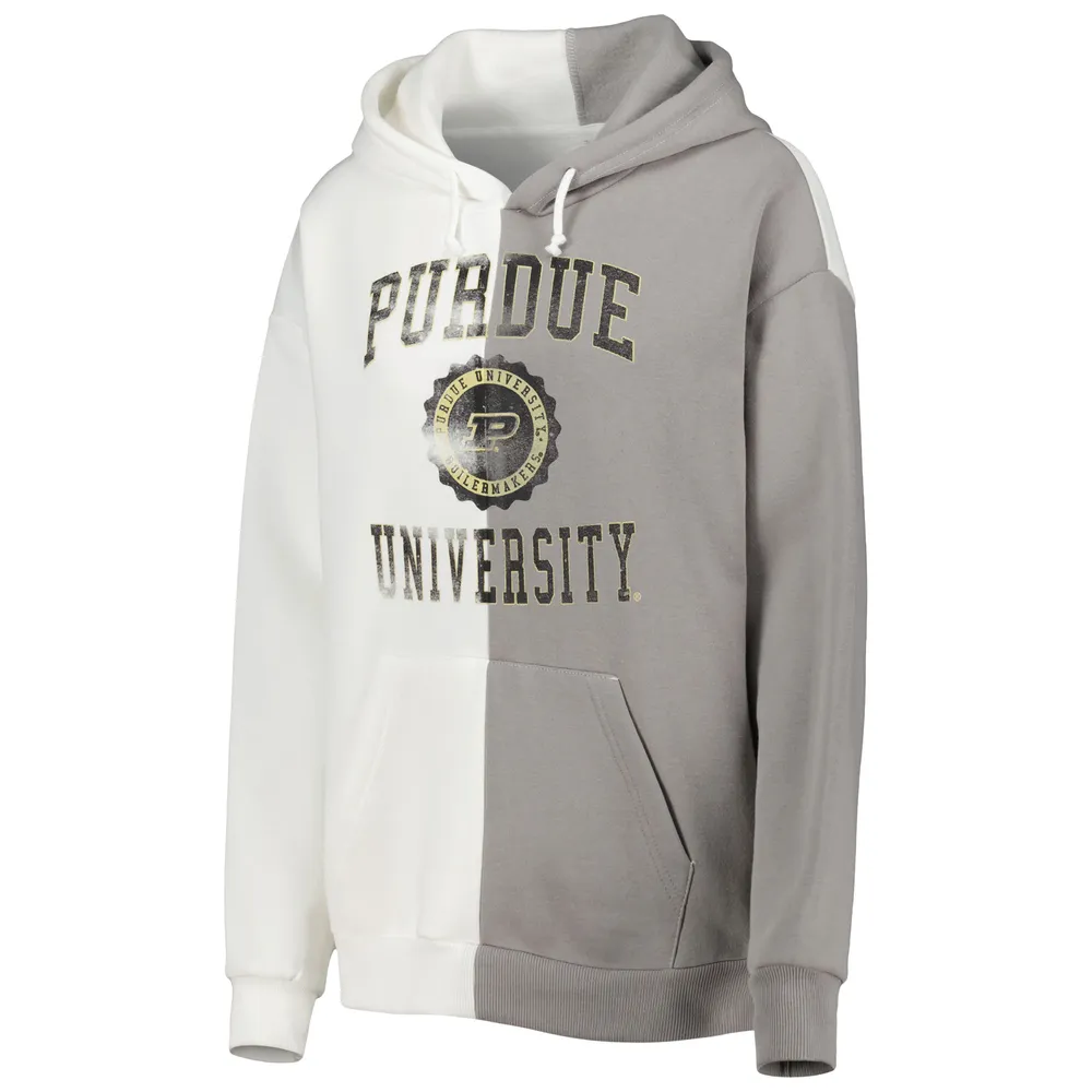 Women's Gameday Couture Gray/White Purdue Boilermakers Split Pullover Hoodie