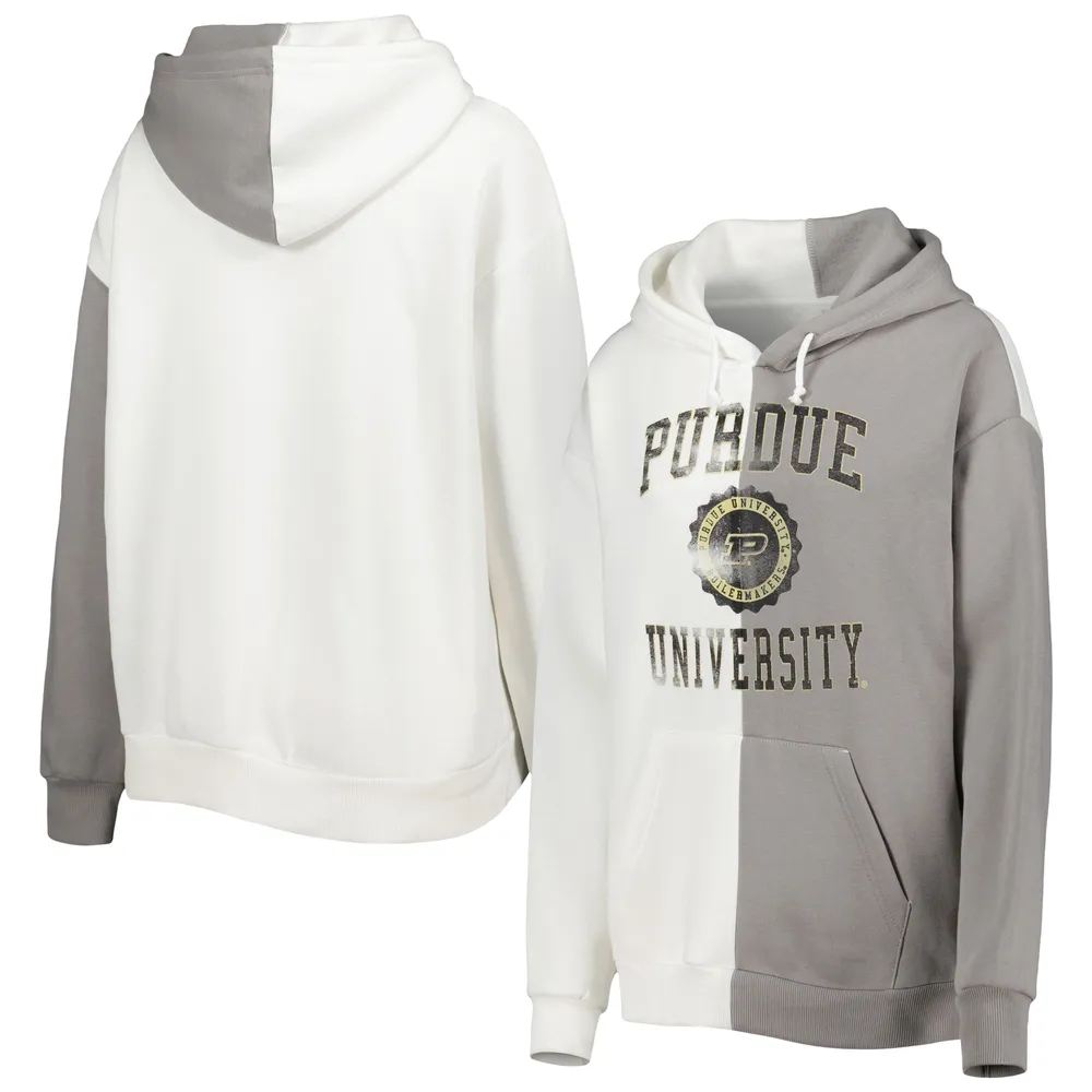 Sweat à capuche fendu Purdue Boilermakers gris/blanc Gameday Couture pour femme