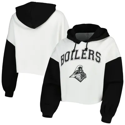 Purdue Boilermakers Gameday Couture Women's Good Time Color Block Cropped Hoodie - White/Black