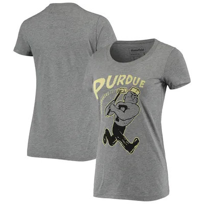 T-shirt Purdue Boilermakers Vintage Swingin' Pete Tri-Blend Homefield gris chiné pour femme