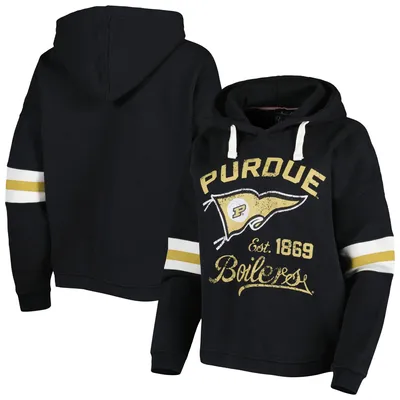 Purdue Boilermakers Pressbox Women's Super Pennant Pullover Hoodie - Black