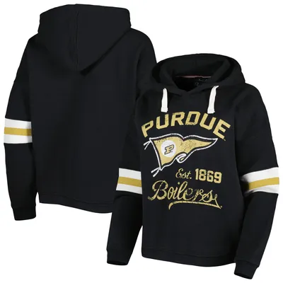 Women's Pressbox Black Purdue Boilermakers Super Pennant Pullover Hoodie