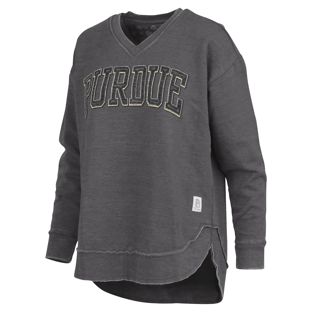 Sweat-shirt à col en V et poncho noir Purdue Boilermakers Westin pour femme