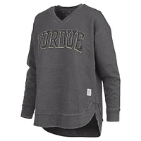 Women's Pressbox  Black Purdue Boilermakers Westin Poncho V-Neck Pullover Sweatshirt