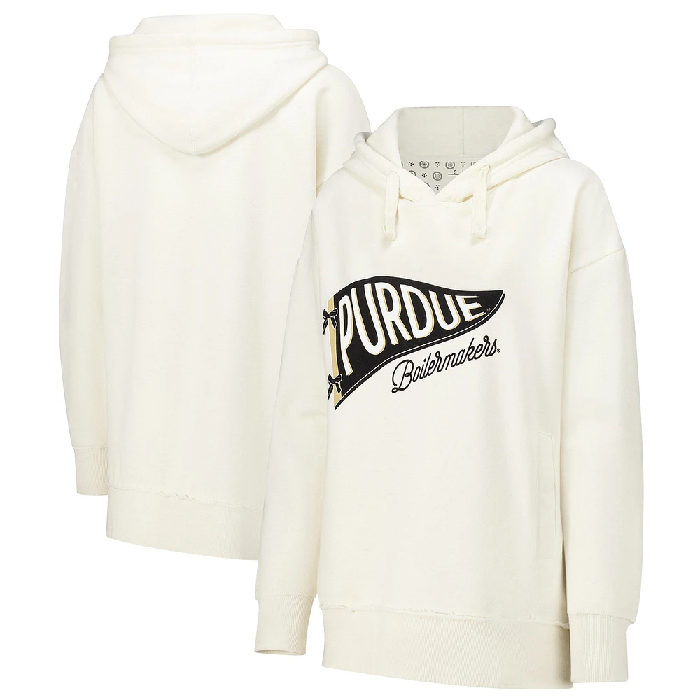 Women's Pressbox  Cream Purdue Boilermakers Marni Pullover Hoodie