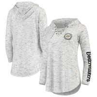 Women's Pressbox Gray Purdue Boilermakers Space Dye Lace-Up V-Neck Long Sleeve T-Shirt