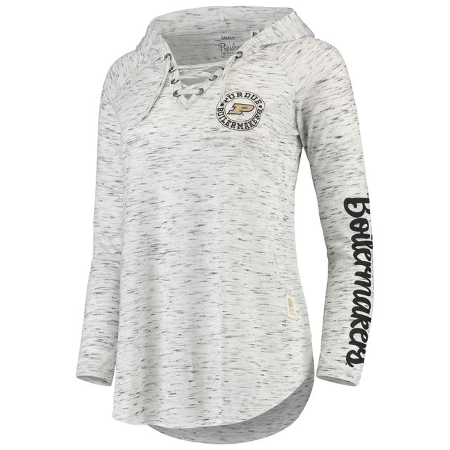 T-shirt à manches longues col en V et lacets Pressbox Purdue Boilermakers gris pour femmes