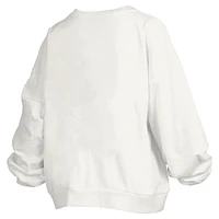Sweat-shirt surdimensionné à logo rétro Janice Pressbox pour femme, blanc, Purdue Boilermakers