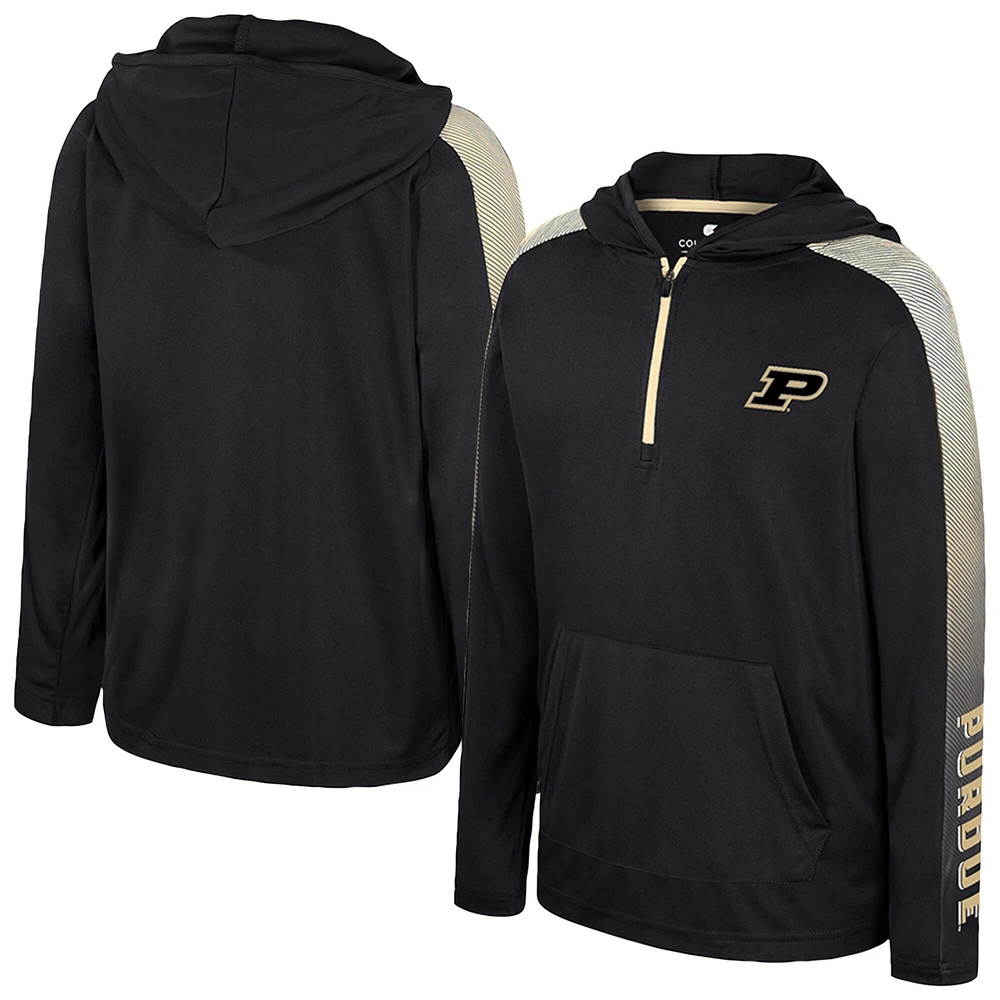 Youth Colosseum Black Purdue Boilermakers Lumen Long Sleeve Quarter-Zip Hooded Windshirt