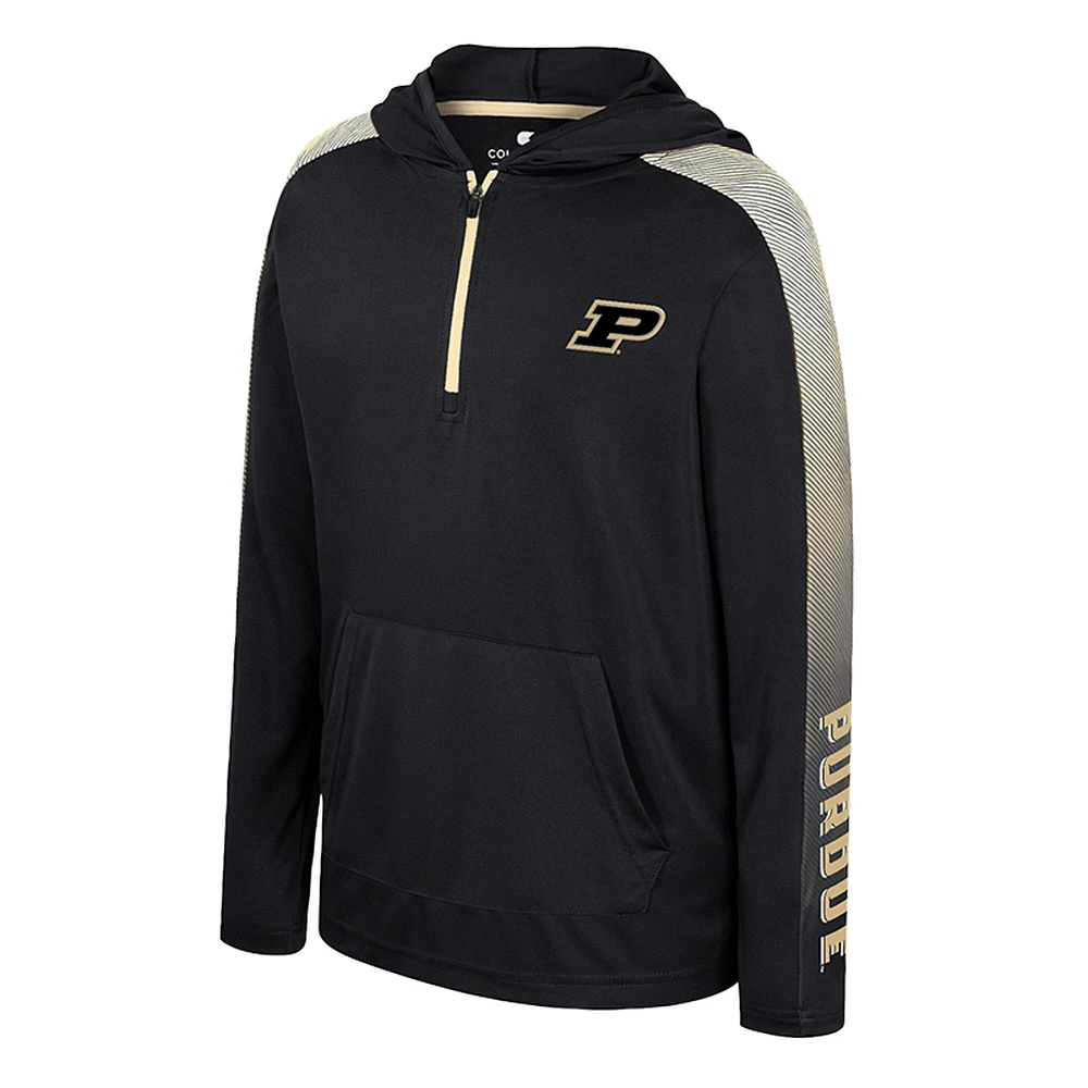 Youth Colosseum Black Purdue Boilermakers Lumen Long Sleeve Quarter-Zip Hooded Windshirt